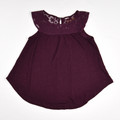 Women's Plum Lace Bodice Knit Top, Cap Sleeves, Size S
