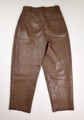 Women's Brown Faux Leather Pleated Pants, Size 4