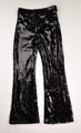 This is a pair of black sequined flare pants by River Island Petite, Size 4P.