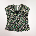 This is a black floral sleeveless blouse with built-in camisole by Claudia Richard, Size 2X.