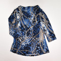 Women's Blue Silky Shirt, Size M