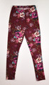 This is a pair of burgundy floral, soft leggings by Joe Boxer, Size S.