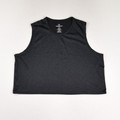 This is a black, cropped activewear shirt by Real Essentials, Size M.