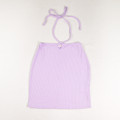 This is a lavender, tie at neck, shirt by Blue Blush, Size S.