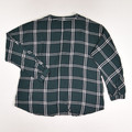 Women's Teal and Grey Plaid Blouse, Size S