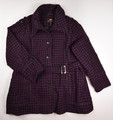 This is a purple and black wool coat by M60 Miss Sixty, Size 26/28.