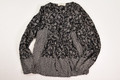 Women's Black Floral Lucky Brand Long Sleeve Peasant Blouse Size XS