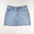 This is a blue denim skirt by Topshop, size 12.
