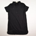 Women's Black Button Front Cuffed Short Sleeve Long Tunic Size Medium By Lareine
