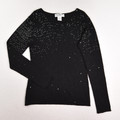 This is a black sequined cotton sweater by Lauren Michelle, Size L.