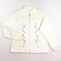 This is a zip front fleece by Alfred Dunner, Cream with Flowers, Size S.