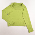 This is a lime green, cropped cowl neck sweater, size M.