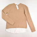 Women's Tan Cable Sweater with Blouse by BB Dakota, Size XS