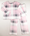 This is a pair of Women's Pink & Grey Plaid Fleece Pajamas, Size L, by Joyspun.