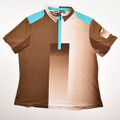 Women's Jamie Sadock Brown and Tan Size XL Zip Front Short Sleeve Knit Top