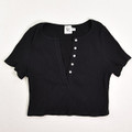 Women's Princess Polly Size 10 Short Sleeve Ribbed Knit Cropped Shirt