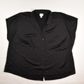 Women's Ava Viv 2X Black Silky Button Front Sleeveless Blouse