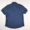 Women's Blue Denim Short Sleeve Blouse, Size L