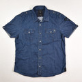 Women's Guess Short Sleeve Blue Denim Blouse, Size L