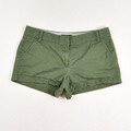 These Size 8 J. Crew Chino Shorts are made of green denim, with a 2.5 inch inseam.