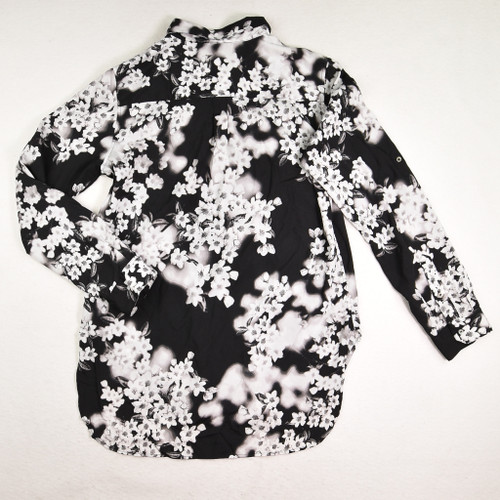 Women's Black Floral Blouse, Size M