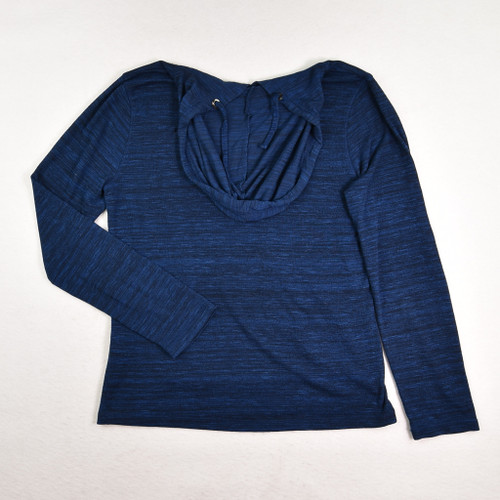 Women's Blue Knit Hooded Pullover, Size M