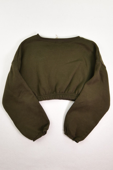 Women's Green Fleece Crop Top, Size M