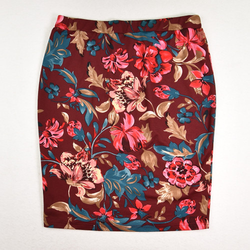 Women's Hawaiian Print Knit Skirt, Size 3XL