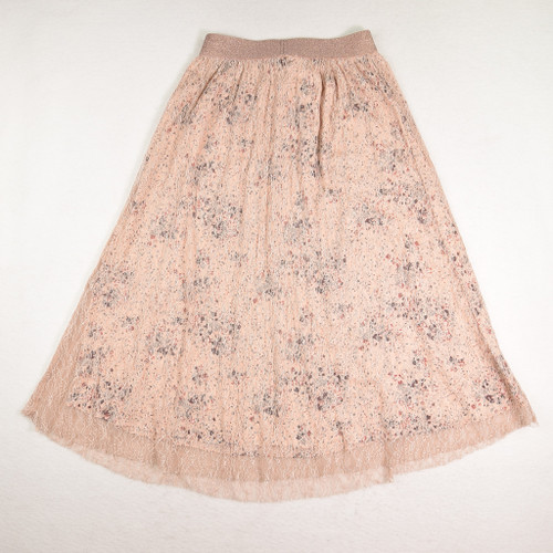 Women's Floral Skirt with Lace Overlay, Size S