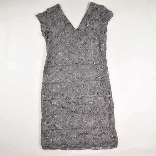 Women's Grey Layered Sequin Dress, Size 14