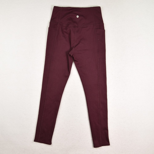 Women's Burgundy Leggings with Front Pockets, Size S
