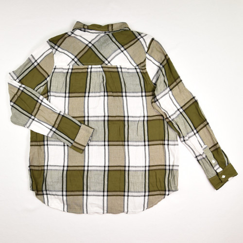 Women's Green Plaid Flannel Shirt, Size L