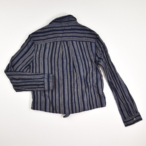 Women's Blue Stripe Tie Front Blouse, Size M Women's Blue Stripe Tie Front Blouse, Size M