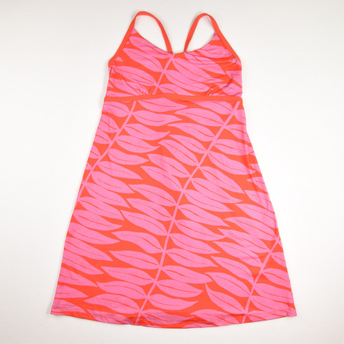 This sundress by Patagonia is neon orange and pink, a Size L.