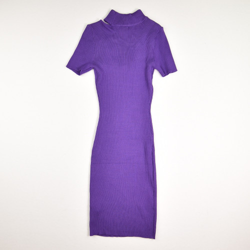 Women's Purple Skinny Knit Dress, Size S
