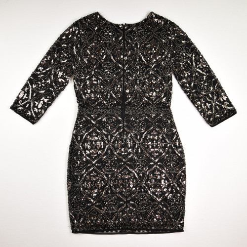Women's Black with Gold Sequins Dress, Size M