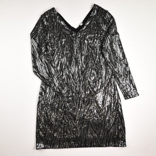 This black sequined dress by Bar III has long sleeves, and is a size 0X.