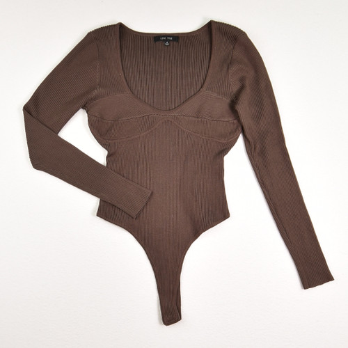 This women's brown knit bodysuit by Love Tree is a Size M.