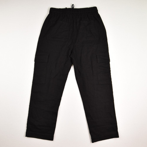 Women's Black Linen Cargo Pants, Size XS