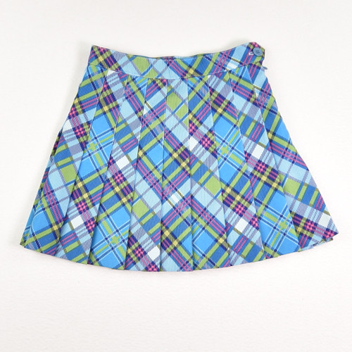 This blue plaid pleated short skirt by American Apparel is a Size XS.