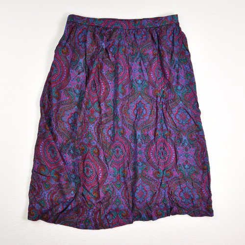 Women's Purple Paisley Full Skirt, Size 14