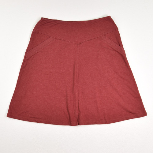 This burgundy knit flare skirt by PrAna is a size M.