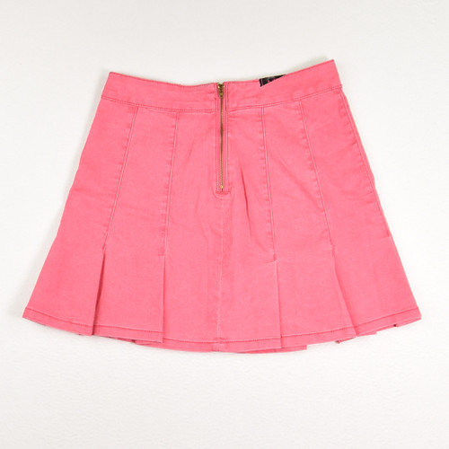 Women's Pink Denim Pleated Skirt, Size 7