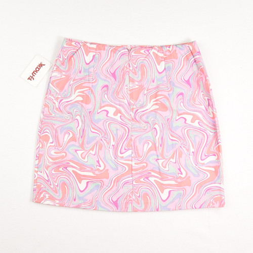 Women's Short Pink Paisley Skirt, Size 3