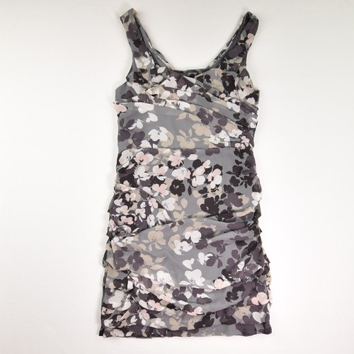 This grey, floral dress by Express is a size 12.