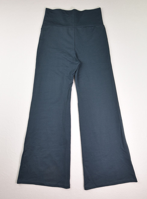 Women's Blue Cotton Knit Wide Leg Pants, Size M