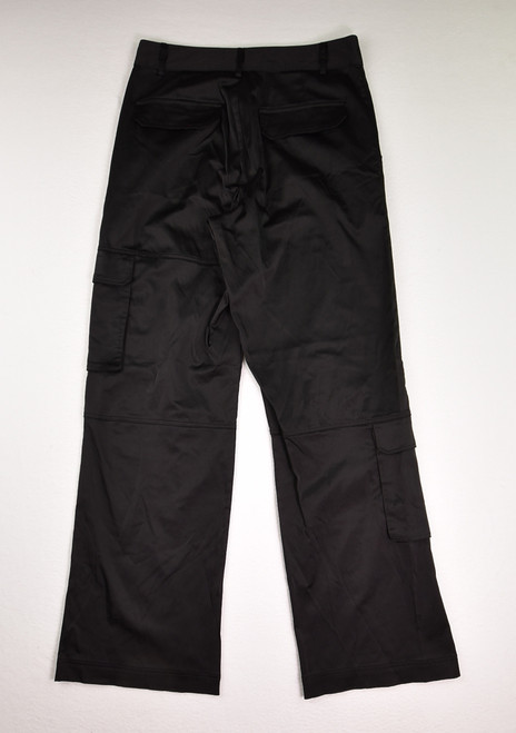 Women's Silky Black Cargo Pants, Size S