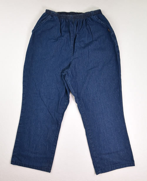 This is a pair of Chic blue denim elastic waist jeans, size 12 Average.