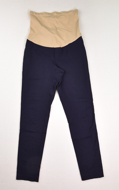 This is a pair of blue maternity leggings, size M, by Motherhood Maternity.
