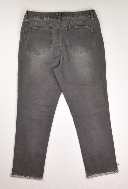 Women's Charcoal Jeans with Sparkly Hem, Size 16